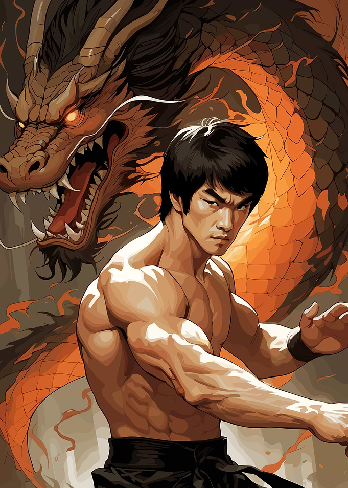 Bruce Lee and Dragon