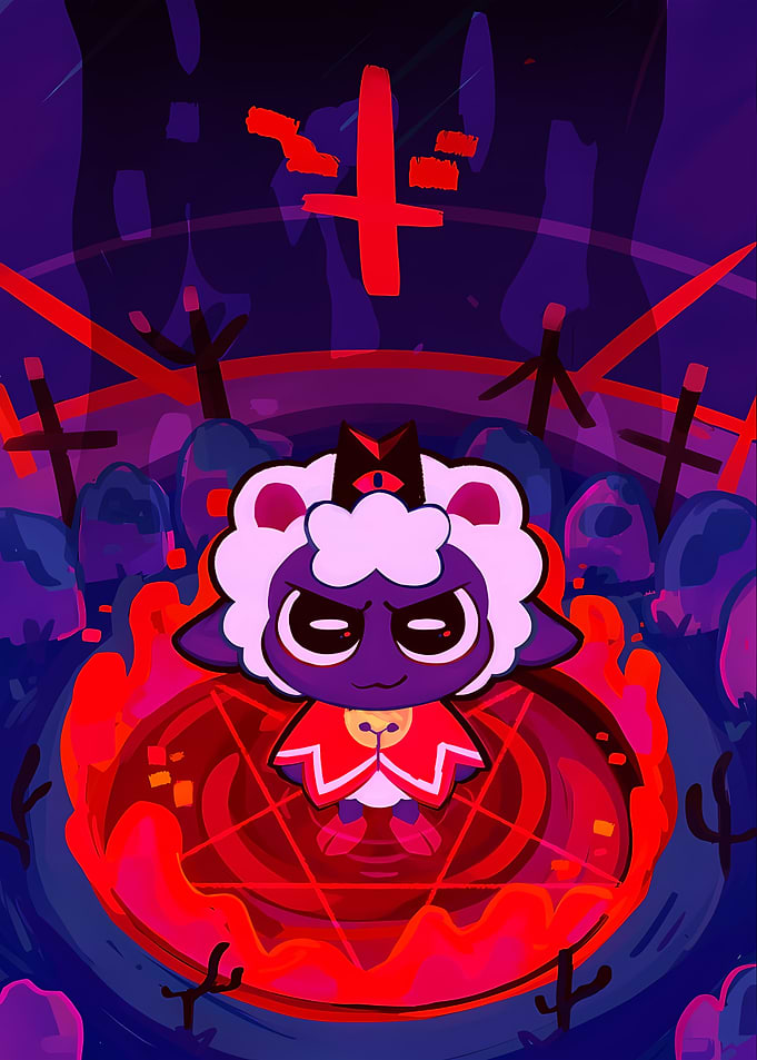 Cult of the Lamb character in ritual circle
