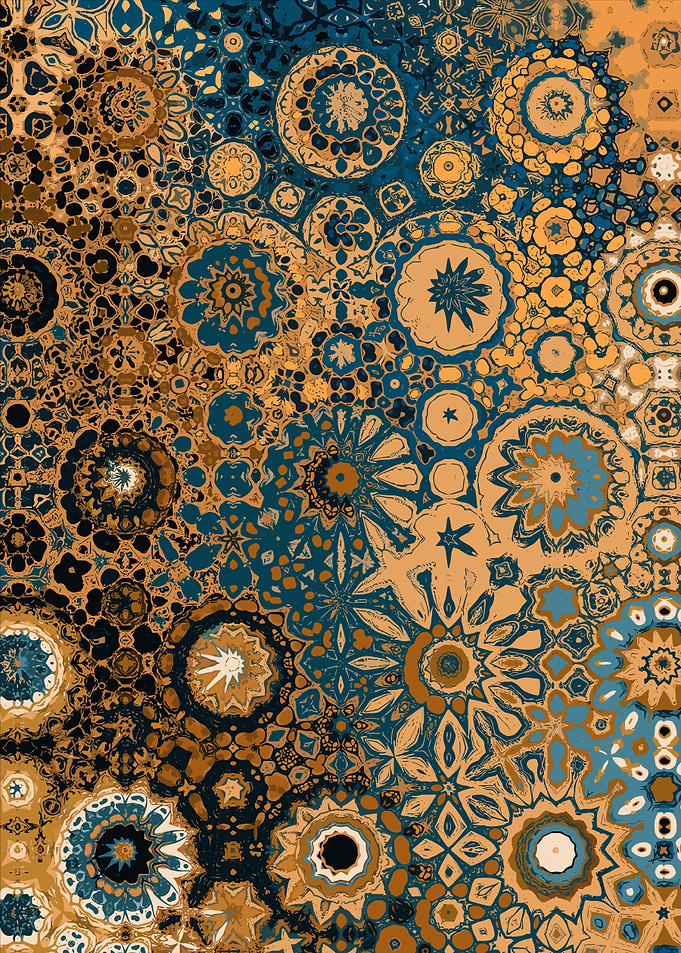 Intricate Mandala Pattern in Indigo and Coffee