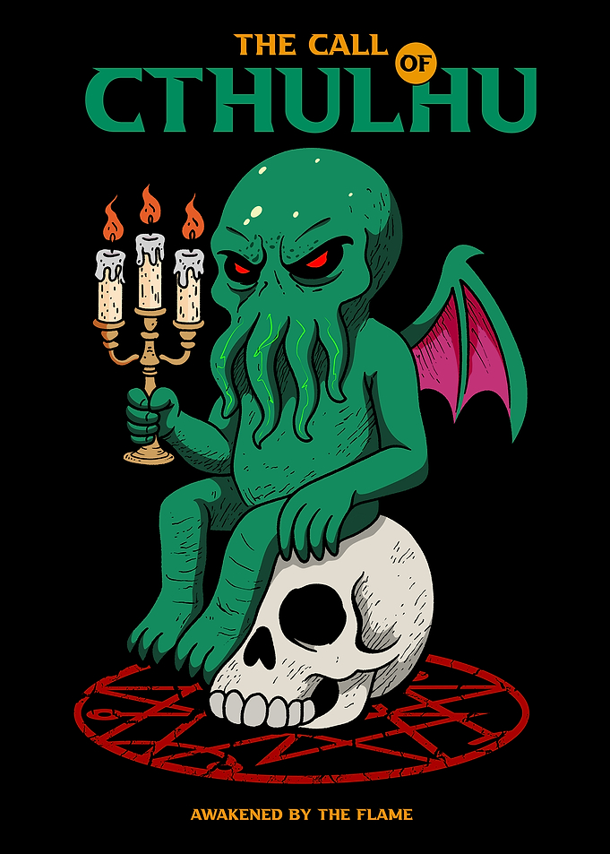 Cthulhu with Candlestick and Skull