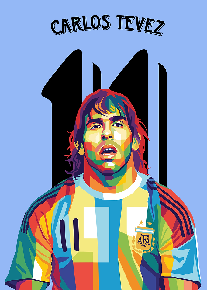 Carlos Tevez Pop Art Portrait