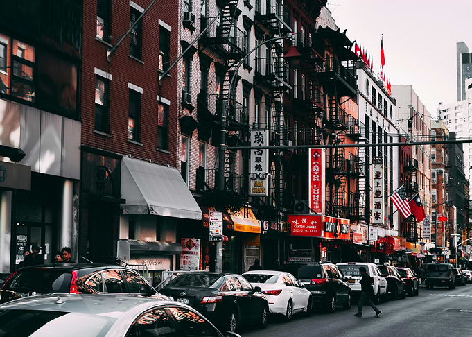 New York City Street Scene with Cars