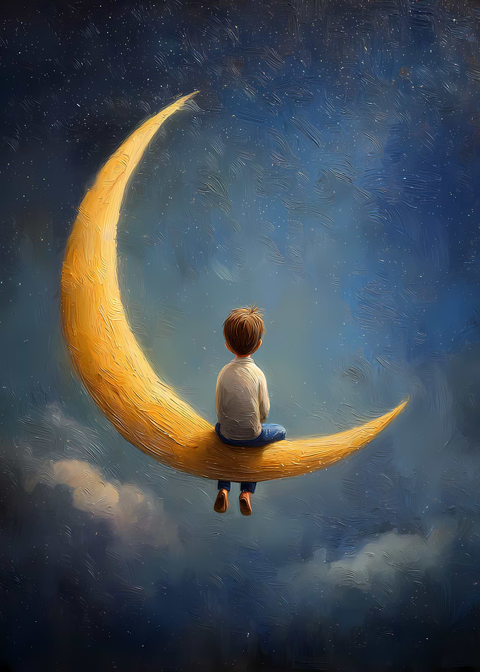 Boy on a Crescent Moon