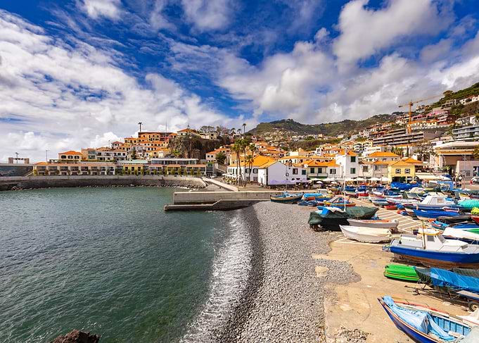 Coastal Town with Boats and Harbor, Camara de Lobos