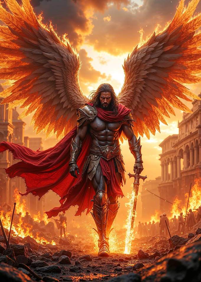 Fiery Angel Warrior with Sword