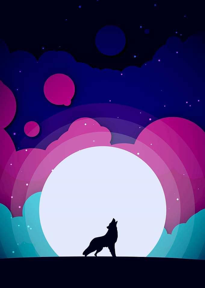 Wolf howling at the moon