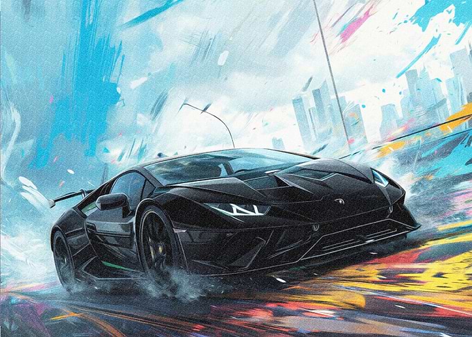 Black Sport Cars in Motion