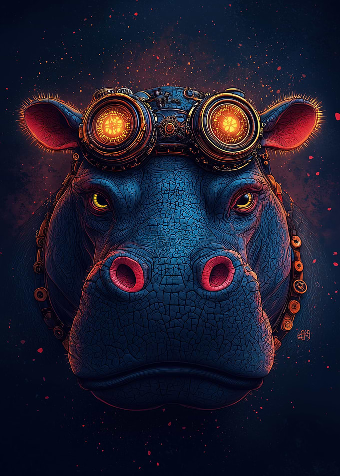Steampunk Hippo Portrait