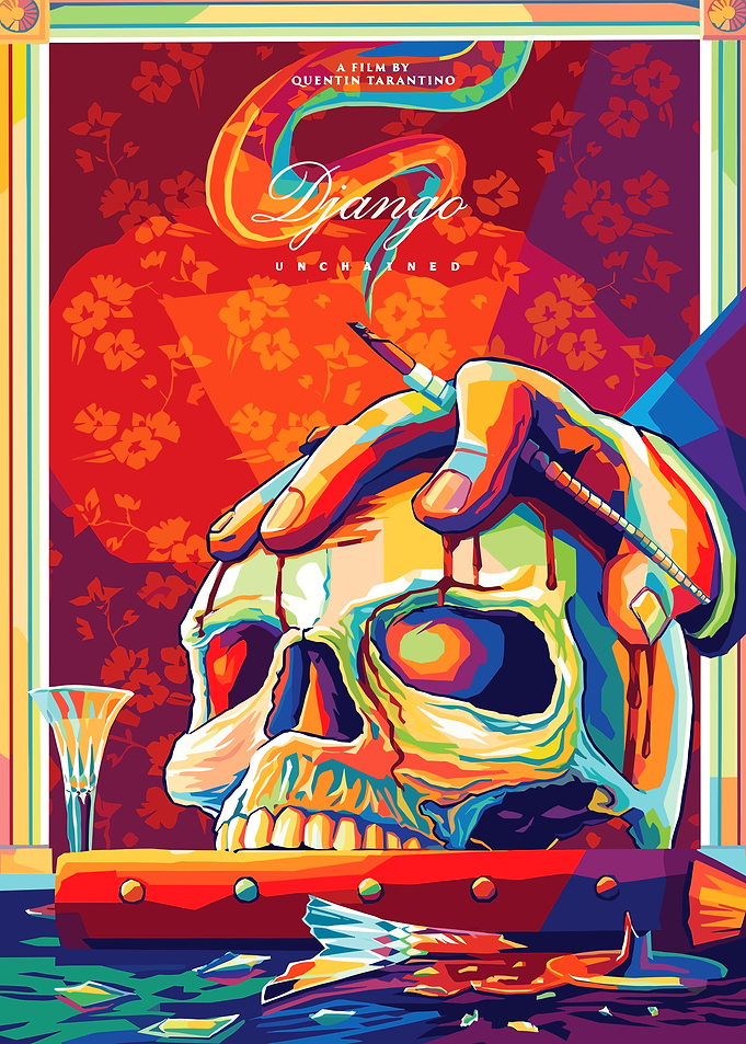 Django Unchained Skull Pop Art Poster