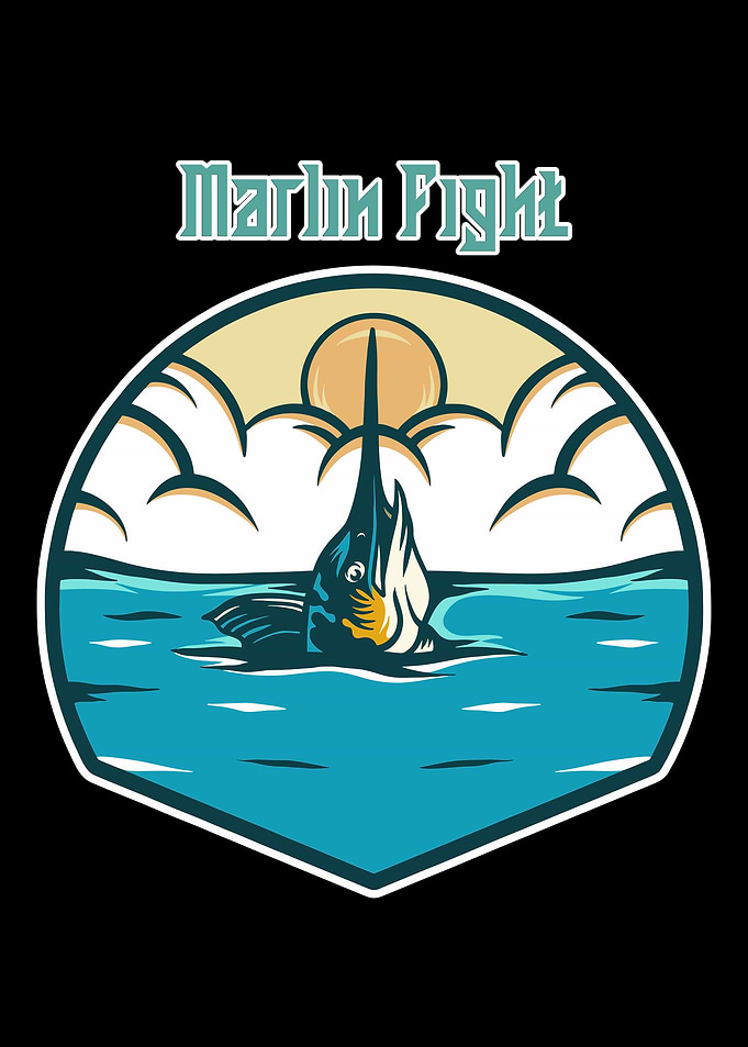 Marlin Fight Fishing Illustration