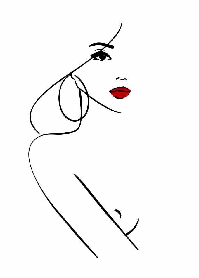 Minimalist Woman Portrait with Red Lips