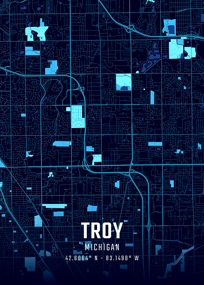 Troy Michigan Midnight City Map
