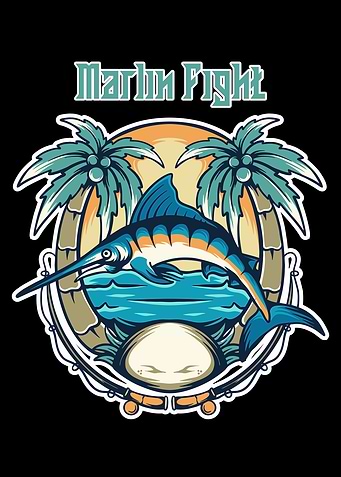 Marlin Fight Fishing Illustration