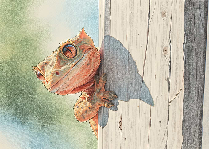 Curious Crested Gecko Peeking