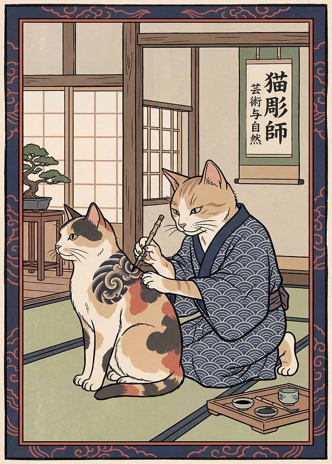 Cat Tattoo Artist in Japanese Setting