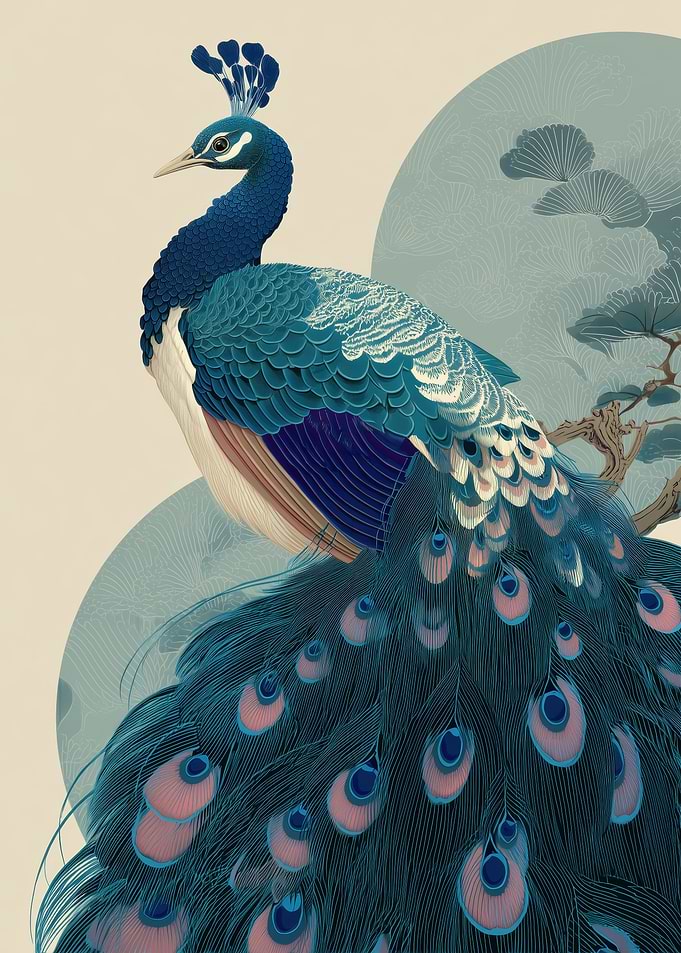 Elegant Peacock with Ornate Tail
