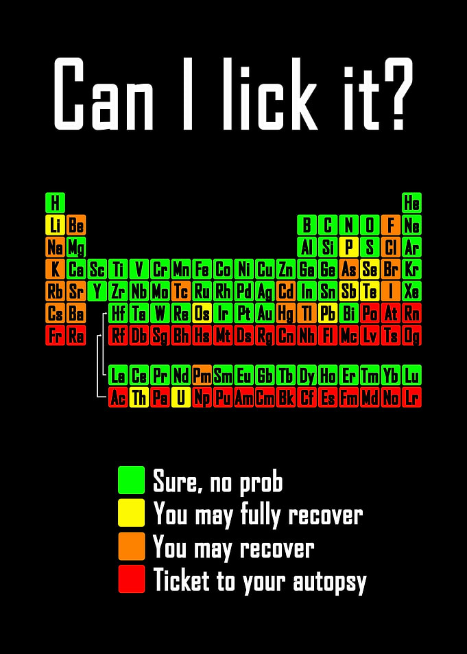 Can I lick it? Funny Periodic Table pun for lab decor scientists chemists researchers