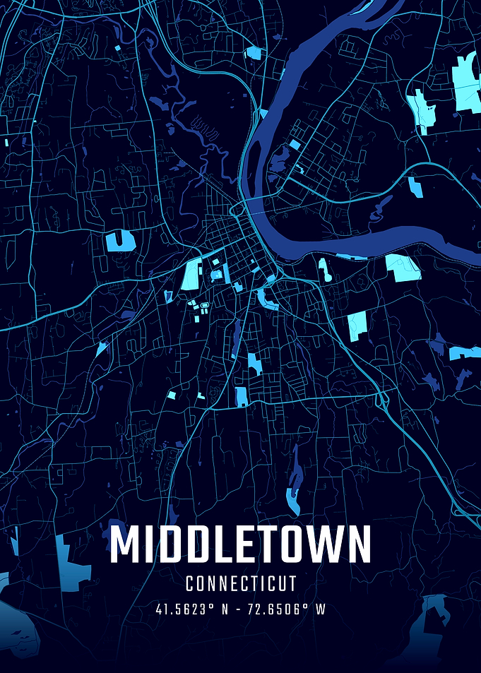 Middletown Connecticut Midnight City Map