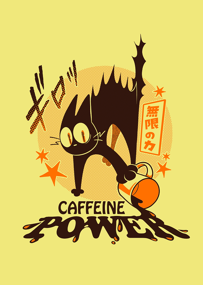Caffeine Power Cat Anime Japanese