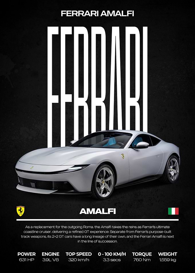 Ferrari Amalfi Car Poster