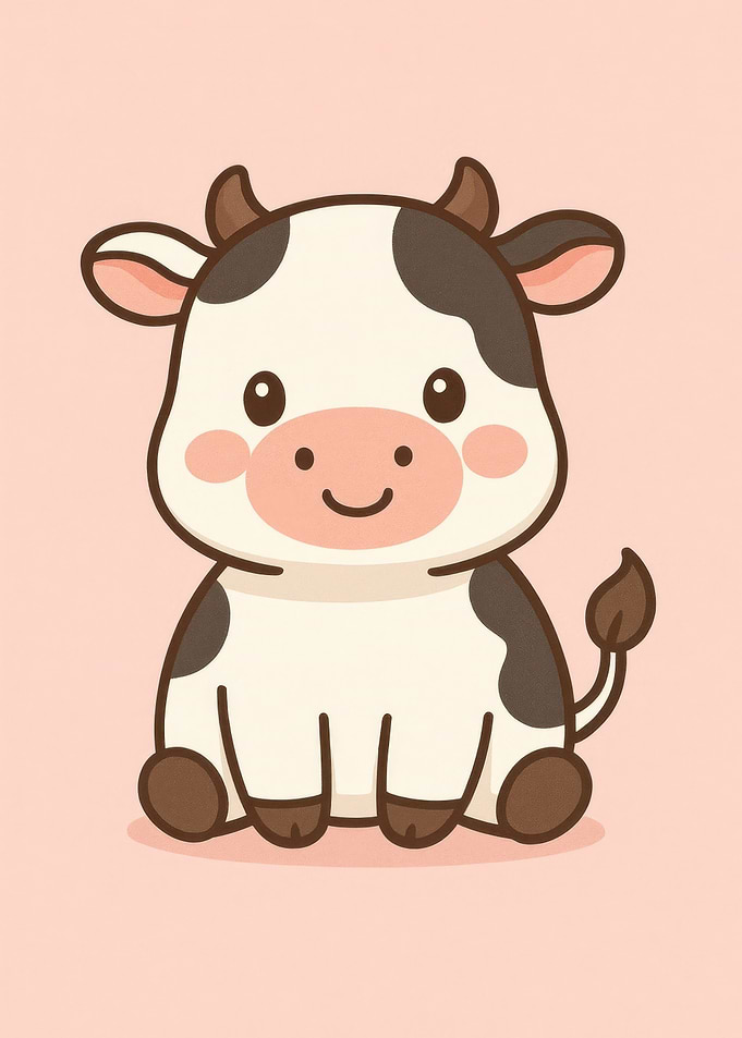 Cute Kawaii Cartoon Cow