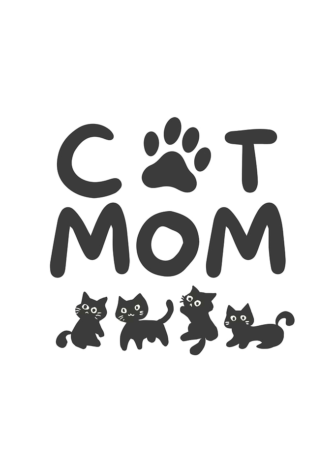 Cat Mom Text and Kittens