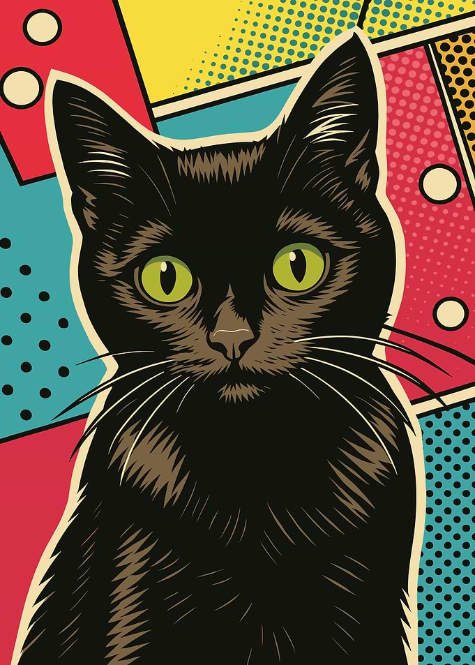 Pop Art Black Cat Portrait