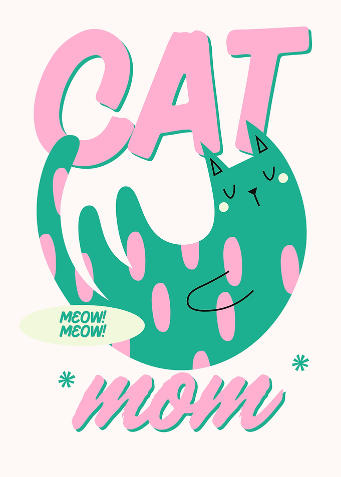Cute Cat Mom Text Art