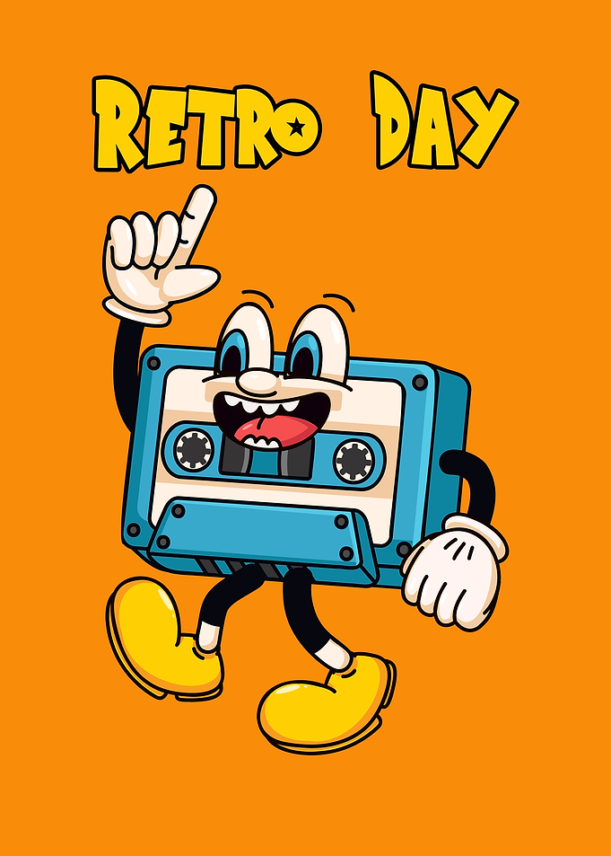 Retro Day Cassette Tape Character