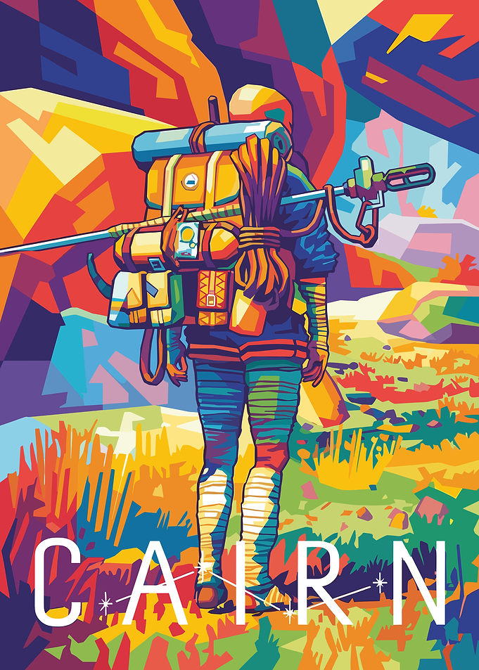 Climber with Backpack and Gear