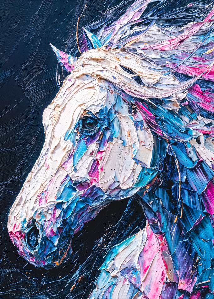 Vibrant Impasto Horse Head Painting