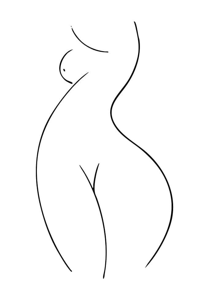 Minimalist Line Art of Female Torso