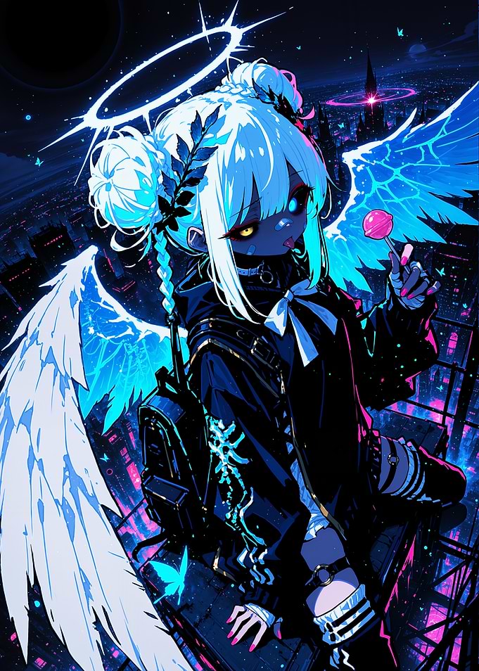 Anime Angel Girl with Lollipop