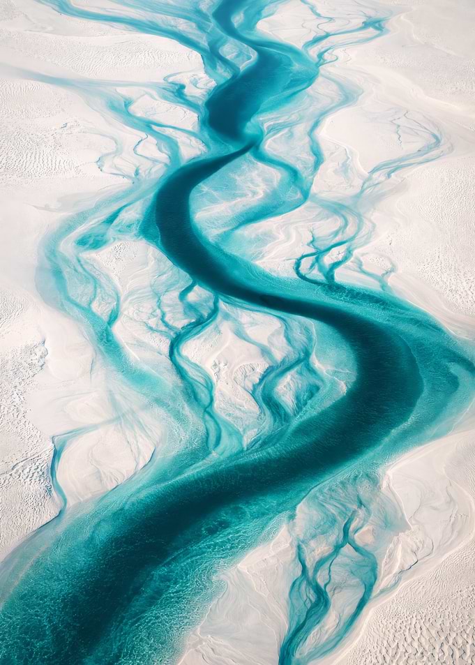 Aerial View of Turquoise River Delta