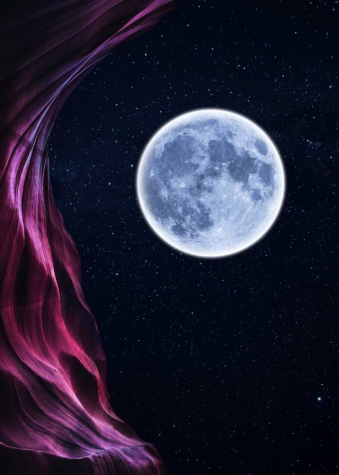 Moonlit Night with Cosmic Curtains