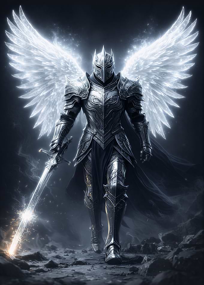Angelic Knight with Glowing Sword