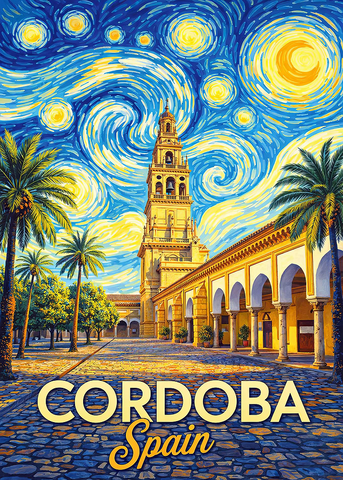Córdoba Spain Starry Night Painting