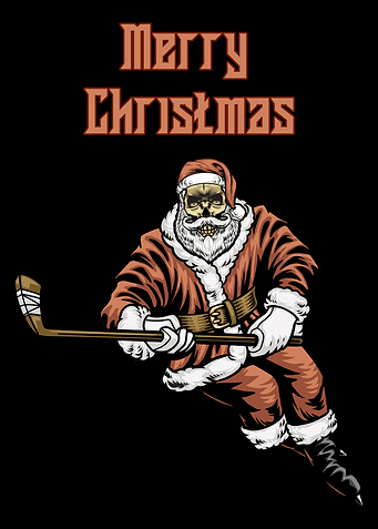 Zombie Santa playing hockey