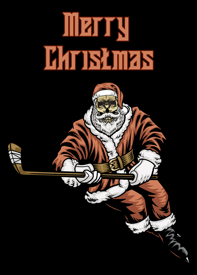 Zombie Santa playing hockey