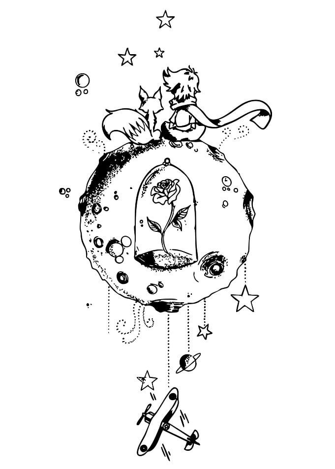 The Little Boy and Fox on Planet