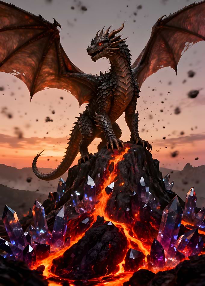 Dragon on a crystal mountain