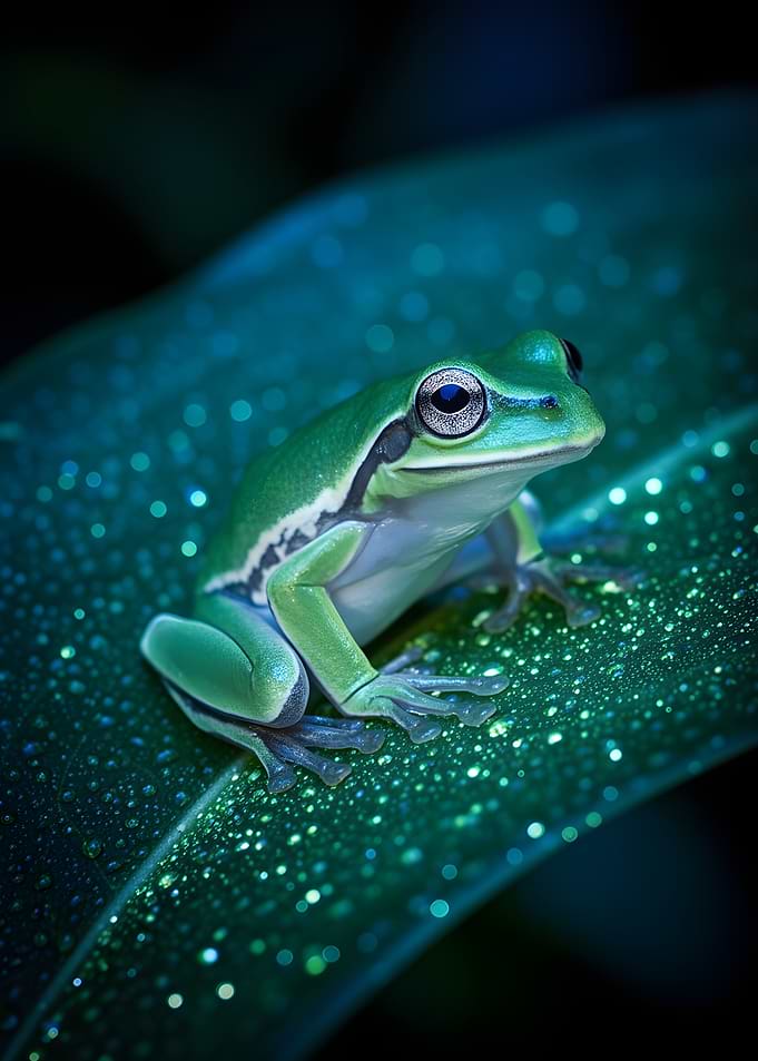 Green Tree Frog on a Leaf