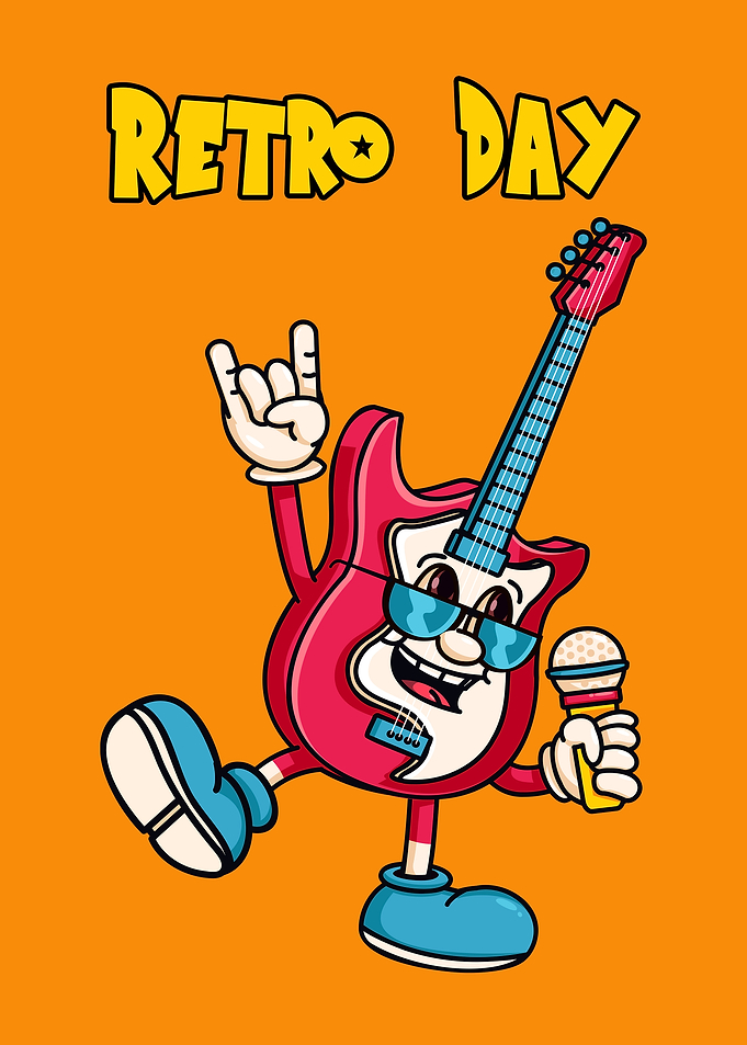 Retro Day Guitar Character