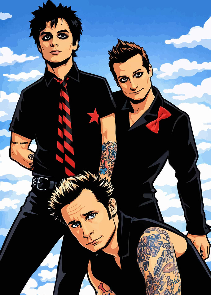 Green Day Band Members Illustration