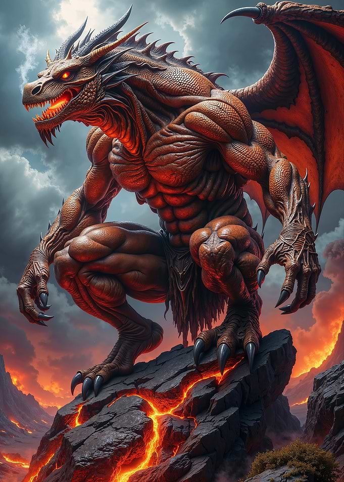 Dragon warrior on a Lava Rock