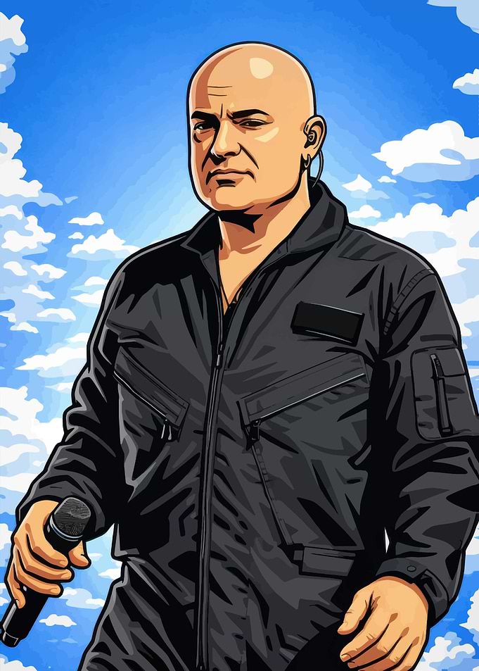 Bald Man in Black Jumpsuit Holding Microphone
