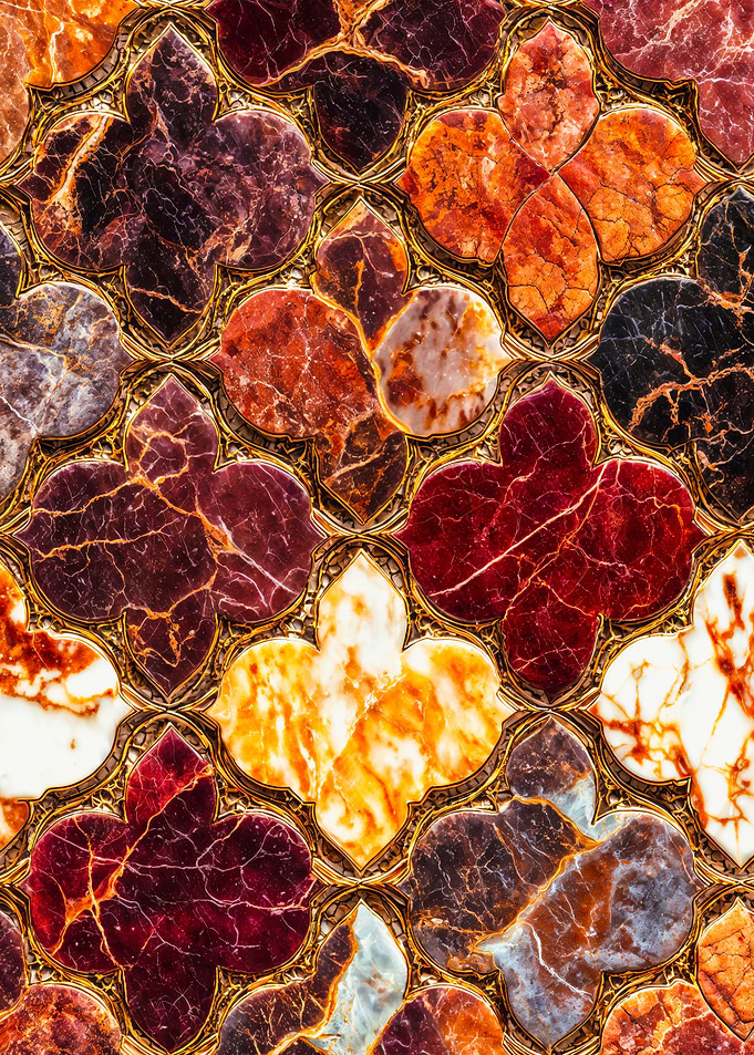 Ornate Marble Gold Mosaic Pattern