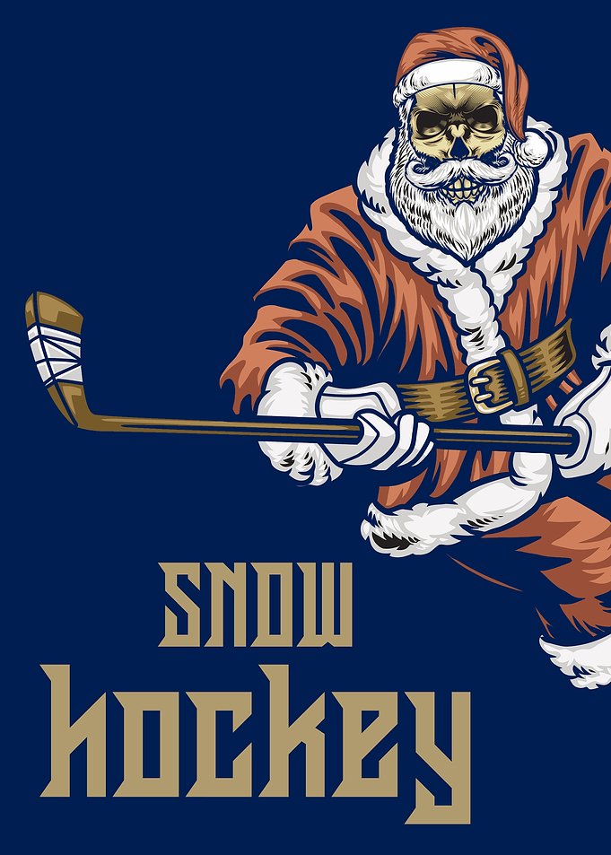 Skeleton Santa Playing Hockey