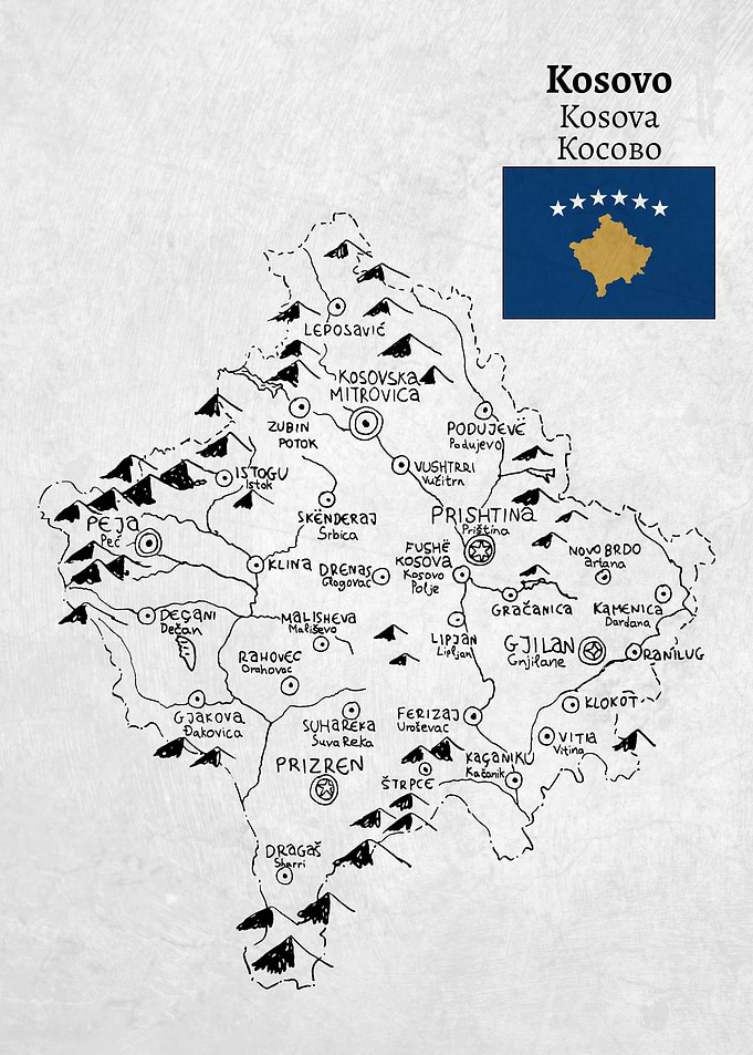 Handdrawn Map of Kosovo