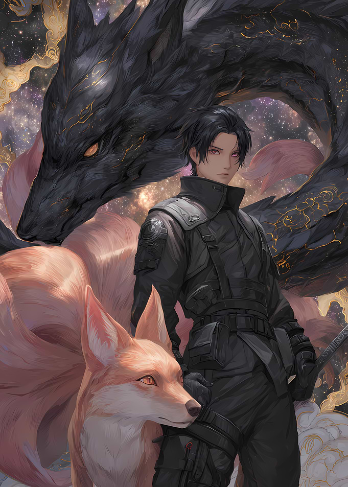 Man with Fox and Dragon